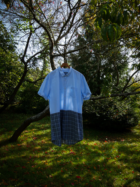 #9 Chemise bleu/carreaux/longue